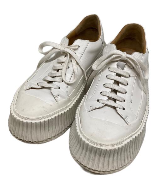 JIL SANDER（ジルサンダー）JIL SANDER (ジルサンダー) レザー厚底スニーカー ホワイト サイズ:40の古着・服飾アイテム