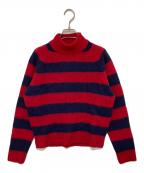 CELINEセリーヌ）の古着「モックネックボーダーニット」｜レッド