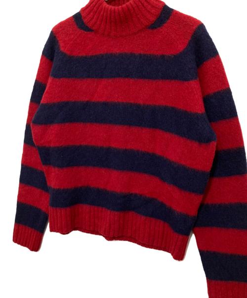 CELINE（セリーヌ）CELINE (セリーヌ) モックネックボーダーニット レッド サイズ:Sの古着・服飾アイテム