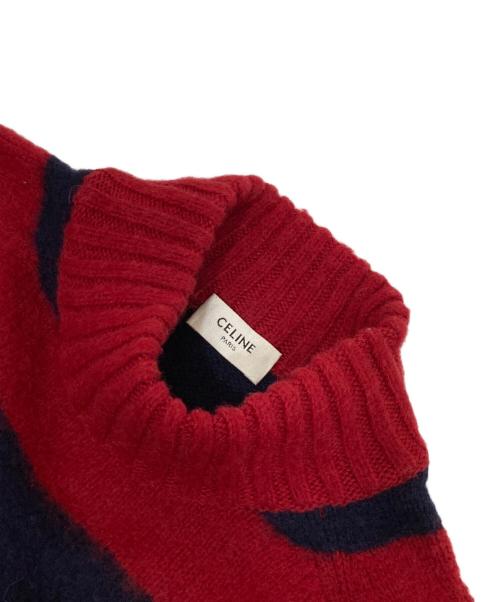 CELINE（セリーヌ）CELINE (セリーヌ) モックネックボーダーニット レッド サイズ:Sの古着・服飾アイテム