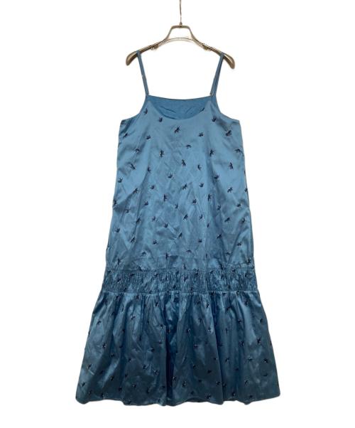 ne quittez pas（ヌキテパ）ne quittez pas (ヌキテパ) Poly Dupion Beej Embroidery Cami Dress ブルー サイズ:Mの古着・服飾アイテム