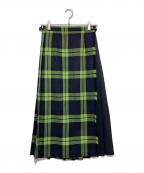 O'NEIL OF DUBLINオニールオブダブリン）の古着「チェックロングラップスカート」｜ネイビー