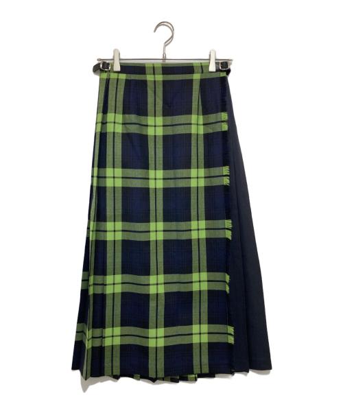 O'NEIL OF DUBLIN（オニールオブダブリン）O'NEIL OF DUBLIN (オニールオブダブリン) チェックロングラップスカート ネイビー サイズ:42の古着・服飾アイテム
