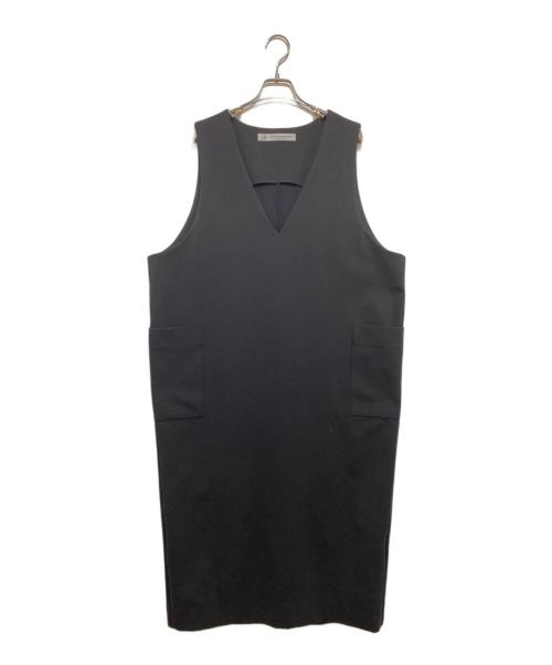 journal standard luxe（ジャーナルスタンダード ラックス）journal standard luxe (ジャーナルスタンダード リュクス) ツイルVネックワンピース ブラック サイズ:FREEの古着・服飾アイテム