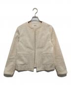 SOEJUソージュ）の古着「ツィーディージャカードノーカラージャケット」｜ベージュ