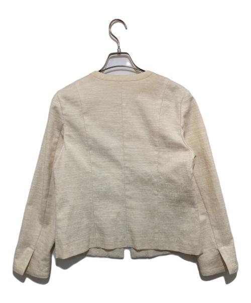 SOEJU（ソージュ）SOEJU (ソージュ) ツィーディージャカードノーカラージャケット ベージュ サイズ:Mの古着・服飾アイテム