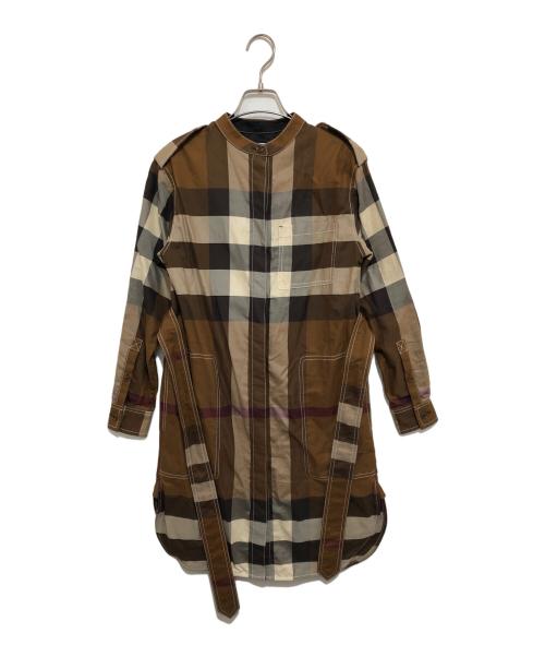 BURBERRY LONDON（バーバリーロンドン）BURBERRY LONDON (バーバリーロンドン) ベルト付き チェックシャツワンピース ブラウン サイズ:US0の古着・服飾アイテム