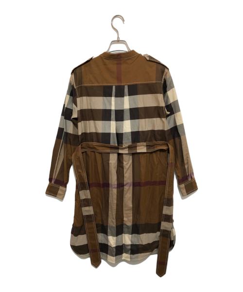 BURBERRY LONDON（バーバリーロンドン）BURBERRY LONDON (バーバリーロンドン) ベルト付き チェックシャツワンピース ブラウン サイズ:US0の古着・服飾アイテム