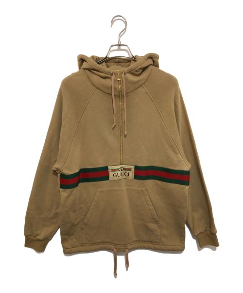 GUCCI（グッチ）GUCCI (グッチ) ウェブ＆GUCCIラベル スウェットシャツ 644656 ベージュ サイズ:XXSの古着・服飾アイテム