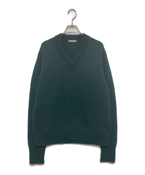 HEUGN（ユーゲン）HEUGN (ユーゲン) カシミヤVネックニット グリーン サイズ:2の古着・服飾アイテム