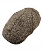 ARMANI COLLEZIONIアルマーニ コレツィオーニ）の古着「レザーロゴキャスケット　帽子」｜ブラウン