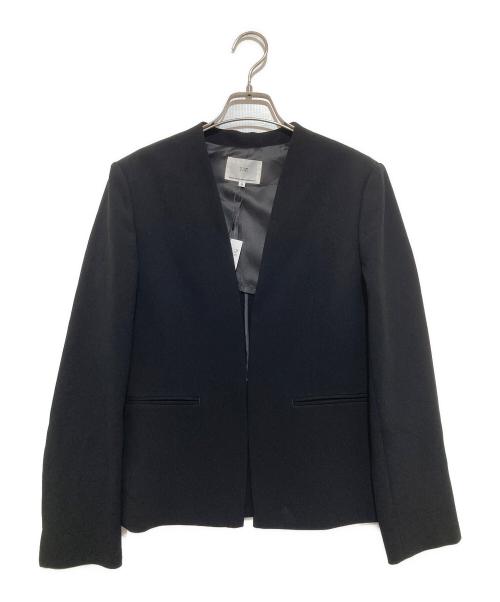 23区（ニジュウサンク）23区 (ニジュウサンク) トリアセダブルジョーゼット ノーカラー ジャケット ブラック サイズ:38の古着・服飾アイテム