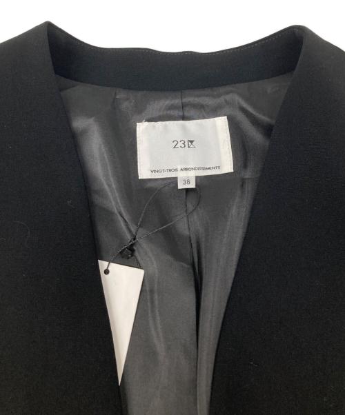 23区（ニジュウサンク）23区 (ニジュウサンク) トリアセダブルジョーゼット ノーカラー ジャケット ブラック サイズ:38の古着・服飾アイテム