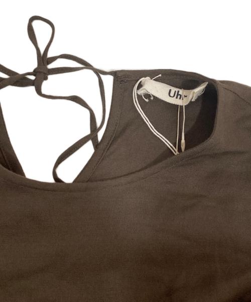 Uhr（ウーア）Uhr (ウーア) Puff Sleeve Gathered Dress ブラウン サイズ:FREEの古着・服飾アイテム