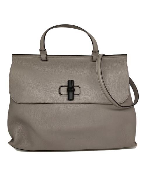 GUCCI（グッチ）GUCCI (グッチ) バンブー デイリー レザートップハンドルバッグ ハンドバッグ グレーの古着・服飾アイテム