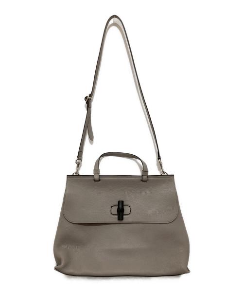 GUCCI（グッチ）GUCCI (グッチ) バンブー デイリー レザートップハンドルバッグ ハンドバッグ グレーの古着・服飾アイテム