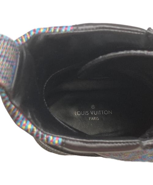 LOUIS VUITTON（ルイ ヴィトン）LOUIS VUITTON (ルイ ヴィトン) アンクルブーツ ローリエートライン モノグラム スエードレザー切替 ブーツ ブラック サイズ:38の古着・服飾アイテム