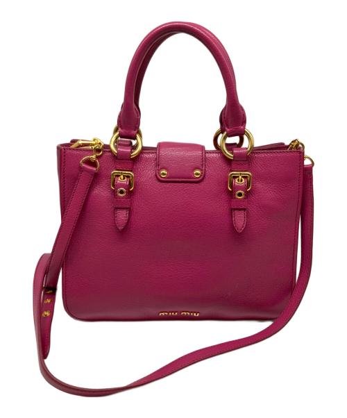 MIU MIU（ミュウミュウ）MIU MIU (ミュウミュウ) マドラスレザー2WAYバッグ ピンクの古着・服飾アイテム