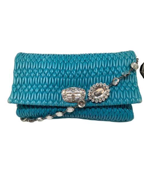 MIU MIU（ミュウミュウ）MIU MIU (ミュウミュウ) ナッパクリスタル ハンドバッグ ブルーの古着・服飾アイテム