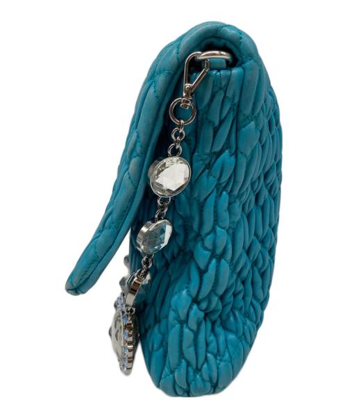 MIU MIU（ミュウミュウ）MIU MIU (ミュウミュウ) ナッパクリスタル ハンドバッグ ブルーの古着・服飾アイテム