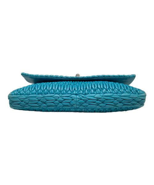 MIU MIU（ミュウミュウ）MIU MIU (ミュウミュウ) ナッパクリスタル ハンドバッグ ブルーの古着・服飾アイテム