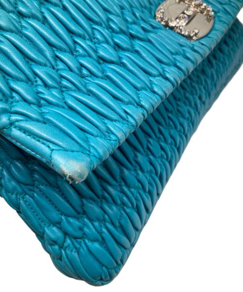 MIU MIU（ミュウミュウ）MIU MIU (ミュウミュウ) ナッパクリスタル ハンドバッグ ブルーの古着・服飾アイテム