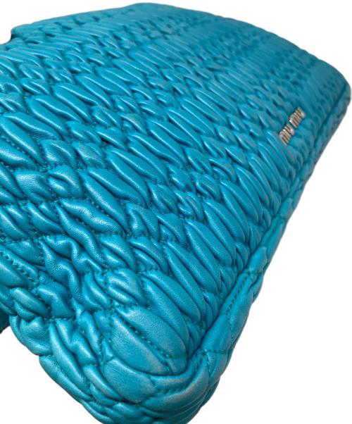 MIU MIU（ミュウミュウ）MIU MIU (ミュウミュウ) ナッパクリスタル ハンドバッグ ブルーの古着・服飾アイテム