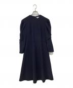 BORDERS at BALCONYボーダーズアットバルコニー）の古着「GRACE SHOULDER WOOL DRESS（グレースショルダーウールドレス）BD2221-3E-37」｜ネイビー