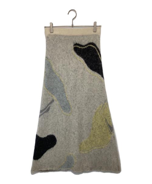 KANAKO SAKAI（カナコ サカイ）KANAKO SAKAI (カナコ サカイ) SHIROYAMA YURIKA (シロヤマ ユリカ) モヘヤ×シルク ニットスカート　KS2202084 ベージュ サイズ:36の古着・服飾アイテム