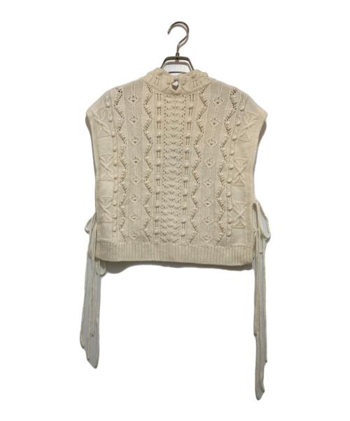 Mame Kurogouchi（マメクロゴウチ）mame kurogouchi (マメクロゴウチ) Floral Motif Hand-Knitted Vest ホワイト サイズ:SIZE 2の古着・服飾アイテム
