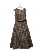 FOXEY NEWYORKフォクシーニューヨーク）の古着「ブロックチェックワンピース」｜ベージュ