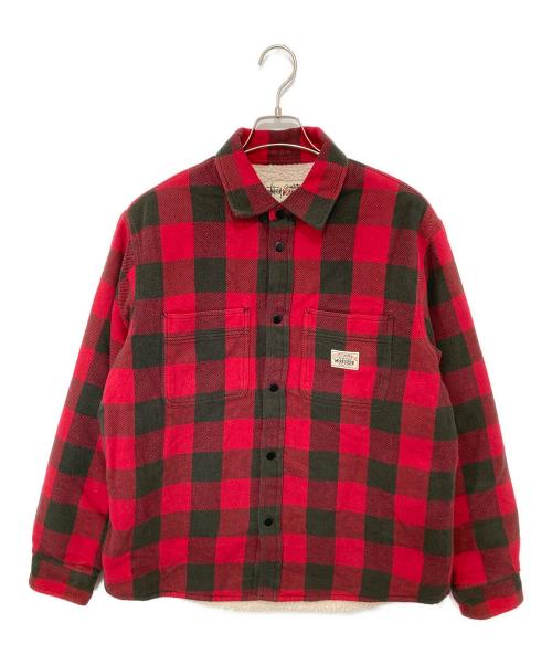 stussy（ステューシー）stussy (ステューシー) SHERPA LINED BUFFALO PLAID SHIRT　シェルパ ラインド バッファロー プレイド シャツ レッド サイズ:Sの古着・服飾アイテム