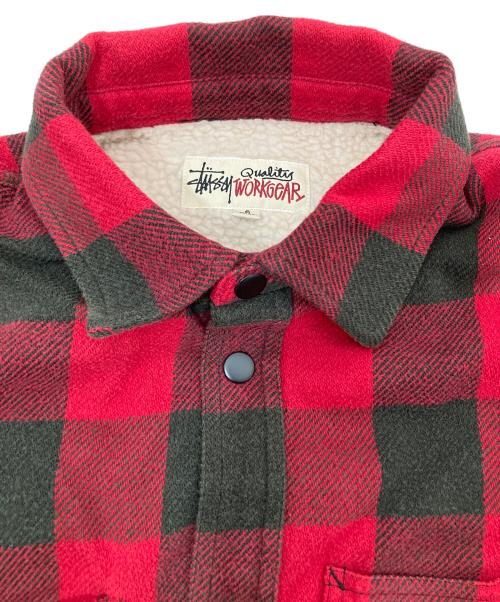 stussy（ステューシー）stussy (ステューシー) SHERPA LINED BUFFALO PLAID SHIRT　シェルパ ラインド バッファロー プレイド シャツ レッド サイズ:Sの古着・服飾アイテム
