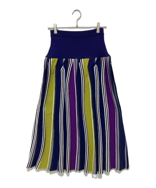 UN3D.（アンスリード）UN3D. (アンスリード) マルチストライプコンストラクティブスカート ブルー サイズ:38の古着・服飾アイテム