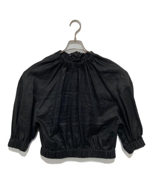 HYKE（ハイク）HYKE (ハイク) LINEN SHIRRED TOP ブラック サイズ:1の古着・服飾アイテム