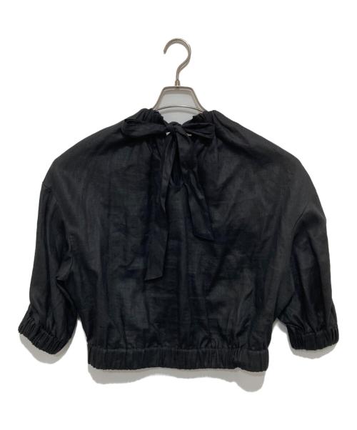 HYKE（ハイク）HYKE (ハイク) LINEN SHIRRED TOP ブラック サイズ:1の古着・服飾アイテム