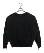 6(ROKU) BEAUTY&YOUTHロク ビューティーアンドユース）の古着「コットンウラケ カラーステッチ クルーネック プルオーバー」｜ブラック