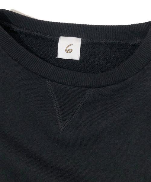 6(ROKU) BEAUTY&YOUTH（ロク ビューティーアンドユース）6(ROKU) BEAUTY&YOUTH (ロク ビューティーアンドユース) コットンウラケ カラーステッチ クルーネック プルオーバー ブラック サイズ:不明の古着・服飾アイテム