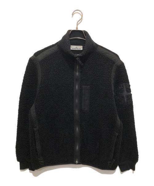 STONE ISLAND（ストーンアイランド）STONE ISLAND (ストーンアイランド) ロゴ刺繍 ジッパー付きフリース ジャケット ブラック サイズ:Mの古着・服飾アイテム