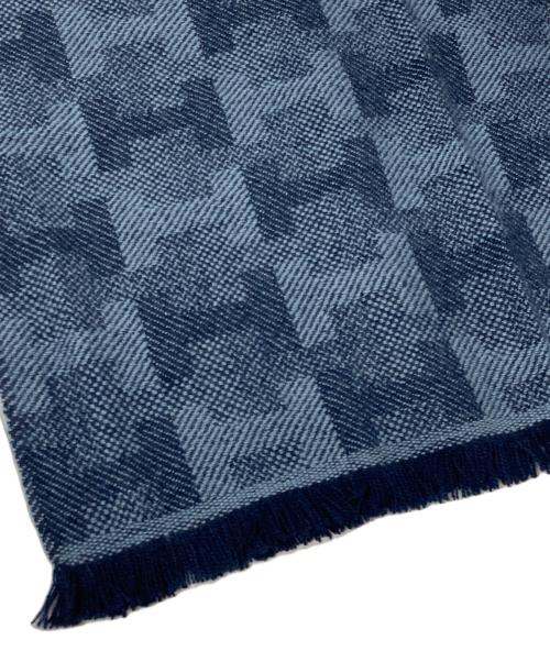 HERMES（エルメス）HERMES (エルメス) Hジャガードフリンジカシミヤマフラー ネイビーの古着・服飾アイテム