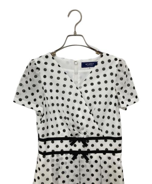 M'S GRACY（エムズグレイシー）M'S GRACY (エムズグレイシー) 半袖ドットワンピース ホワイト サイズ:38の古着・服飾アイテム