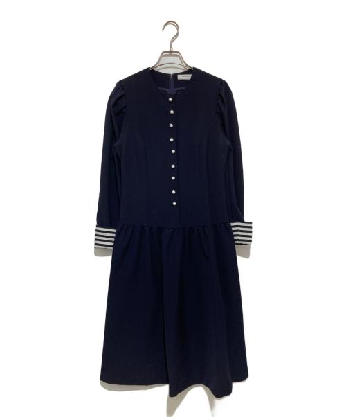 BORDERS at BALCONY（ボーダーズアットバルコニー）BORDERS AT BALCONY (ボーダーズアットバルコニー) BORDER CUFF TWILL DRESS ネイビー サイズ:36の古着・服飾アイテム