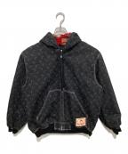 MARINE SERREマリーンセル）の古着「Moon Laser Denim Padded Jacket(ムーン レーザー デニム パデッド ジャケット)」｜ブラック