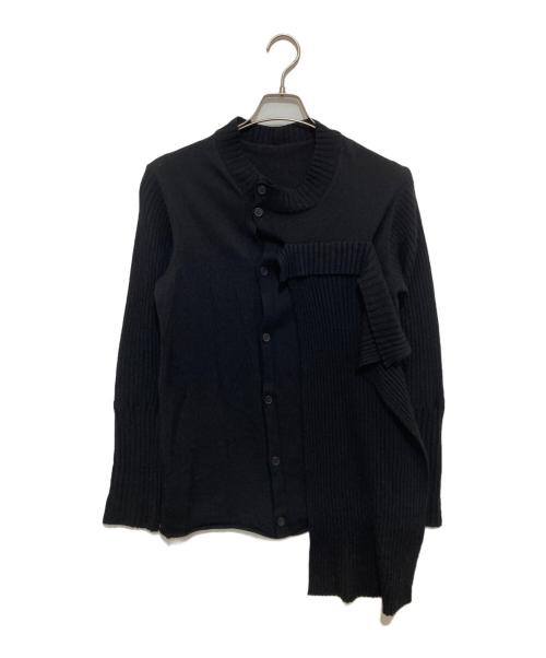 YOHJI YAMAMOTO（ヨウジヤマモト）YOHJI YAMAMOTO (ヨウジヤマモト) PLAIN RIB FRONT D CLOTH CARDIGAN　リブカーディガン　F0-K32-183 ブラック サイズ:2の古着・服飾アイテム
