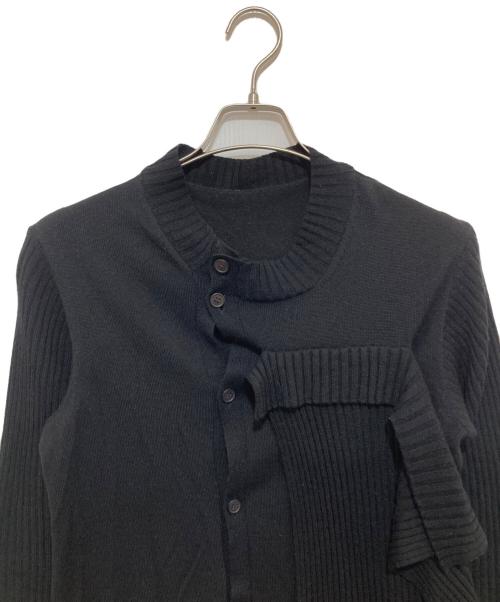 YOHJI YAMAMOTO（ヨウジヤマモト）YOHJI YAMAMOTO (ヨウジヤマモト) PLAIN RIB FRONT D CLOTH CARDIGAN　リブカーディガン　F0-K32-183 ブラック サイズ:2の古着・服飾アイテム