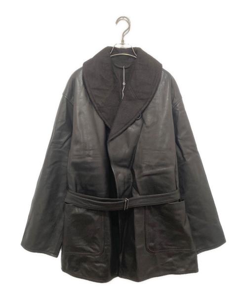 COMOLI（コモリ）COMOLI (コモリ) レザー ショールカラー 裏地アルパカコート U03-04014 ブラック サイズ:3の古着・服飾アイテム