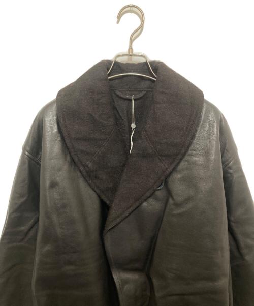 COMOLI（コモリ）COMOLI (コモリ) レザー ショールカラー 裏地アルパカコート U03-04014 ブラック サイズ:3の古着・服飾アイテム
