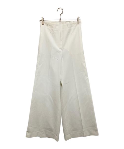 MaxMara（マックスマーラ）MaxMara (マックスマーラ) サイドアジャスター ワイドフレアパンツ ホワイト サイズ:42の古着・服飾アイテム