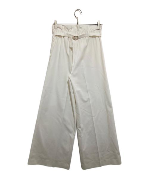MaxMara（マックスマーラ）MaxMara (マックスマーラ) サイドアジャスター ワイドフレアパンツ ホワイト サイズ:42の古着・服飾アイテム