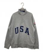 POLO RALPH LAUREN×Ron Hermanポロ・ラルフローレン×ロンハーマン）の古着「USA ハーフジップスウェット」｜グレー